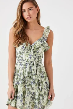 Floral Ruffle-Trim Mini Dress