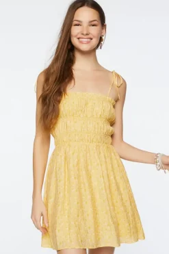 Floral Smocked Tie-Strap Mini Dress