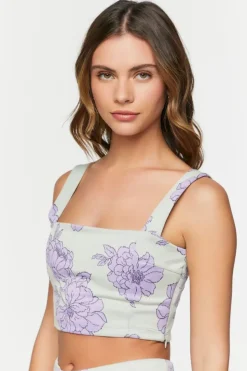 Floral Super-Cropped Tank Top
