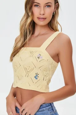 Floral Sweater-Knit Crop Top