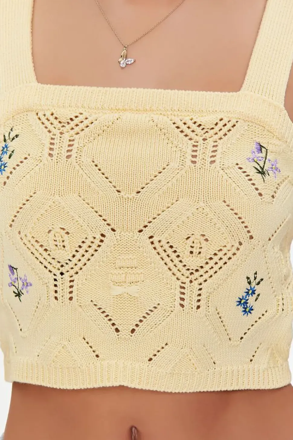 Floral Sweater-Knit Crop Top