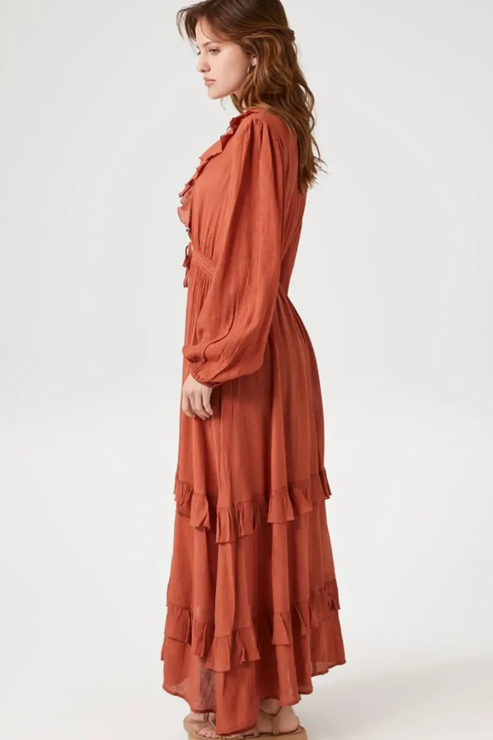 Flounce Crochet-Trim Kimono
