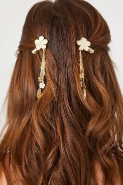 Flower & Chain Hair Clip Set
