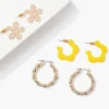 Flower & Twisted Hoop Earring Set