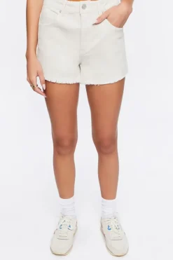 Frayed Corduroy Mid-Rise Shorts