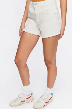 Frayed Corduroy Mid-Rise Shorts