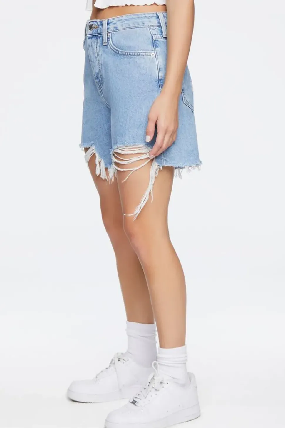 Frayed Denim Mom Shorts