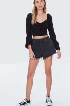 Frayed Denim Shorts