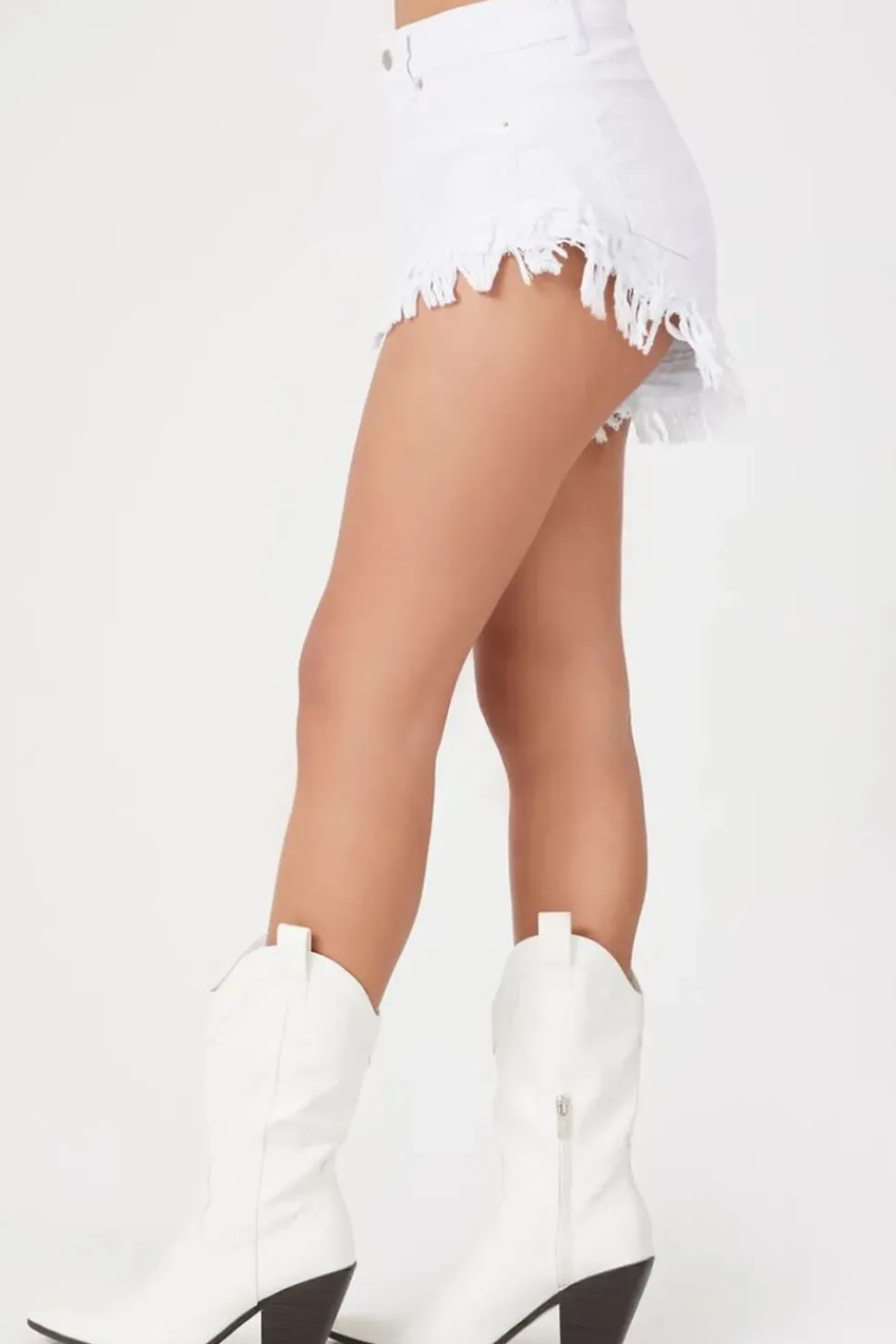 Frayed High-Rise Denim Shorts