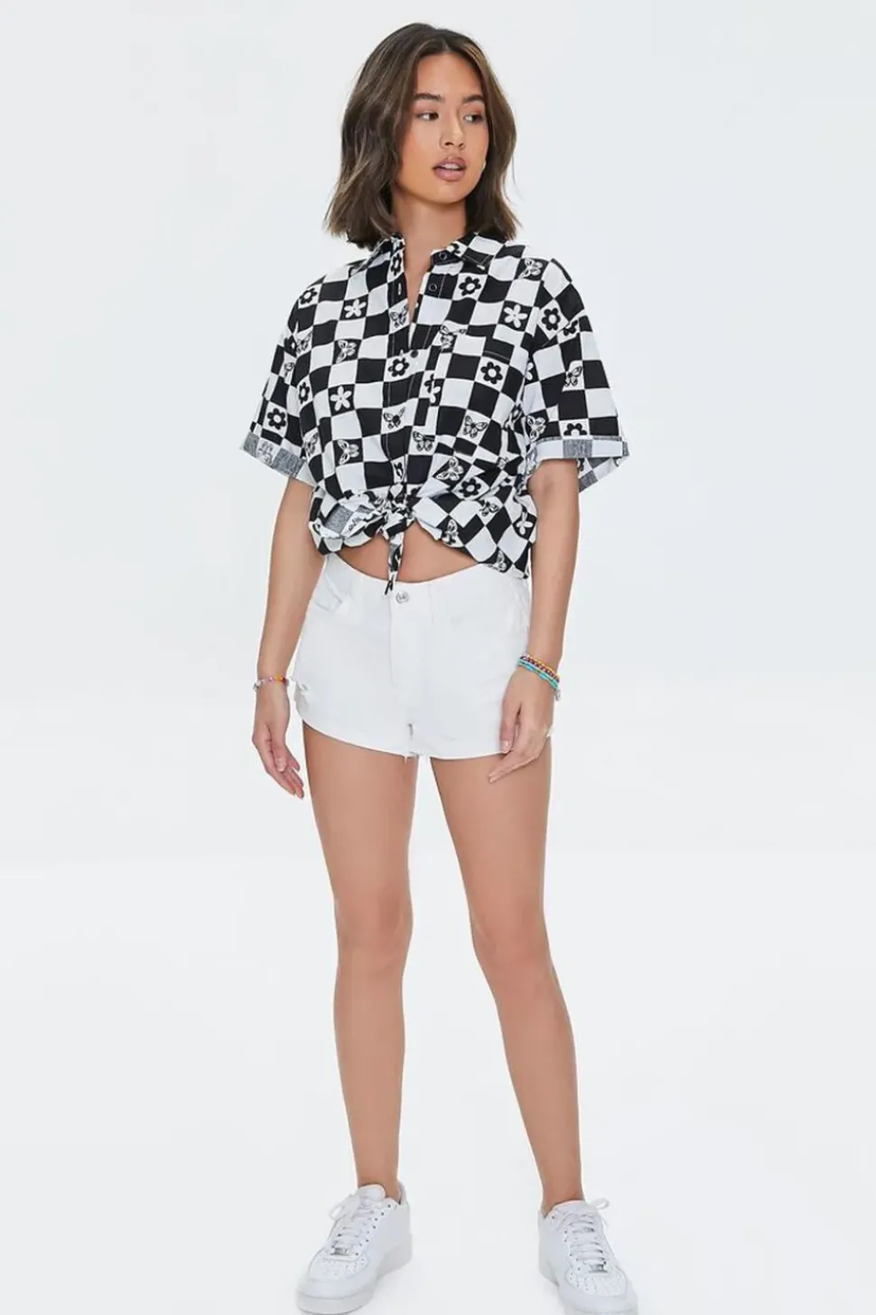 Frayed High-Rise Denim Shorts