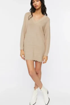 Frayed Sharkbite Sweater Dress