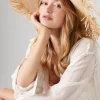 Frayed Wide-Brim Straw Hat