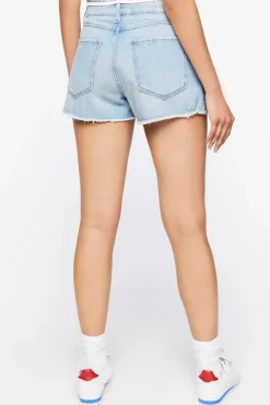 Frayed Zipper-Trim Denim Shorts