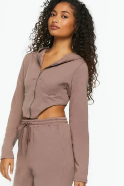 French Terry Corset Zip-Up Hoodie