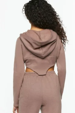 French Terry Corset Zip-Up Hoodie