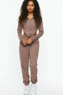French Terry Corset Zip-Up Hoodie