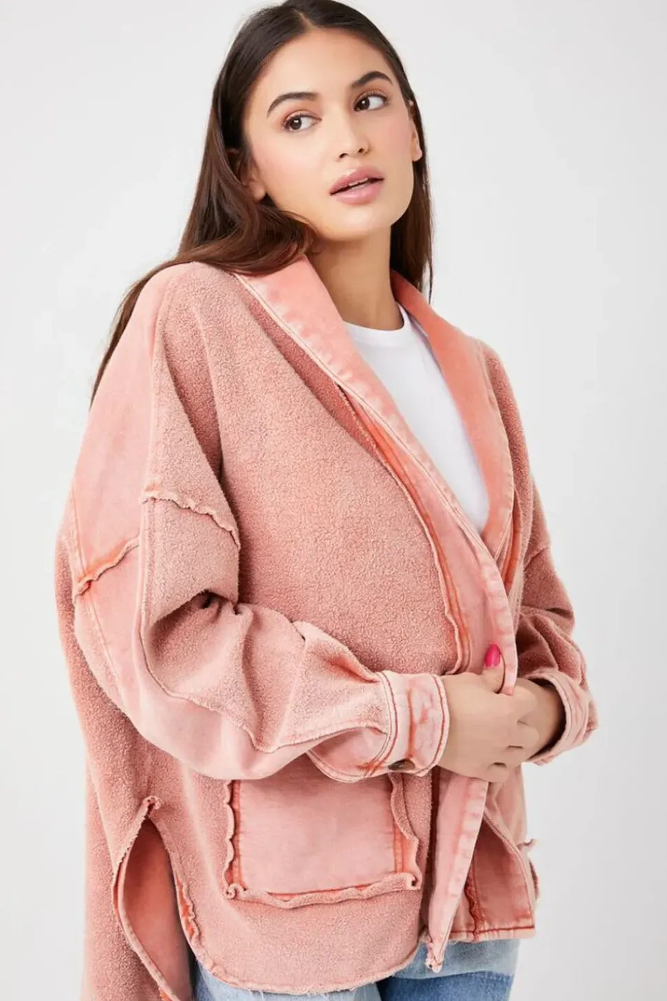 French Terry Reverse High-Low Jacket