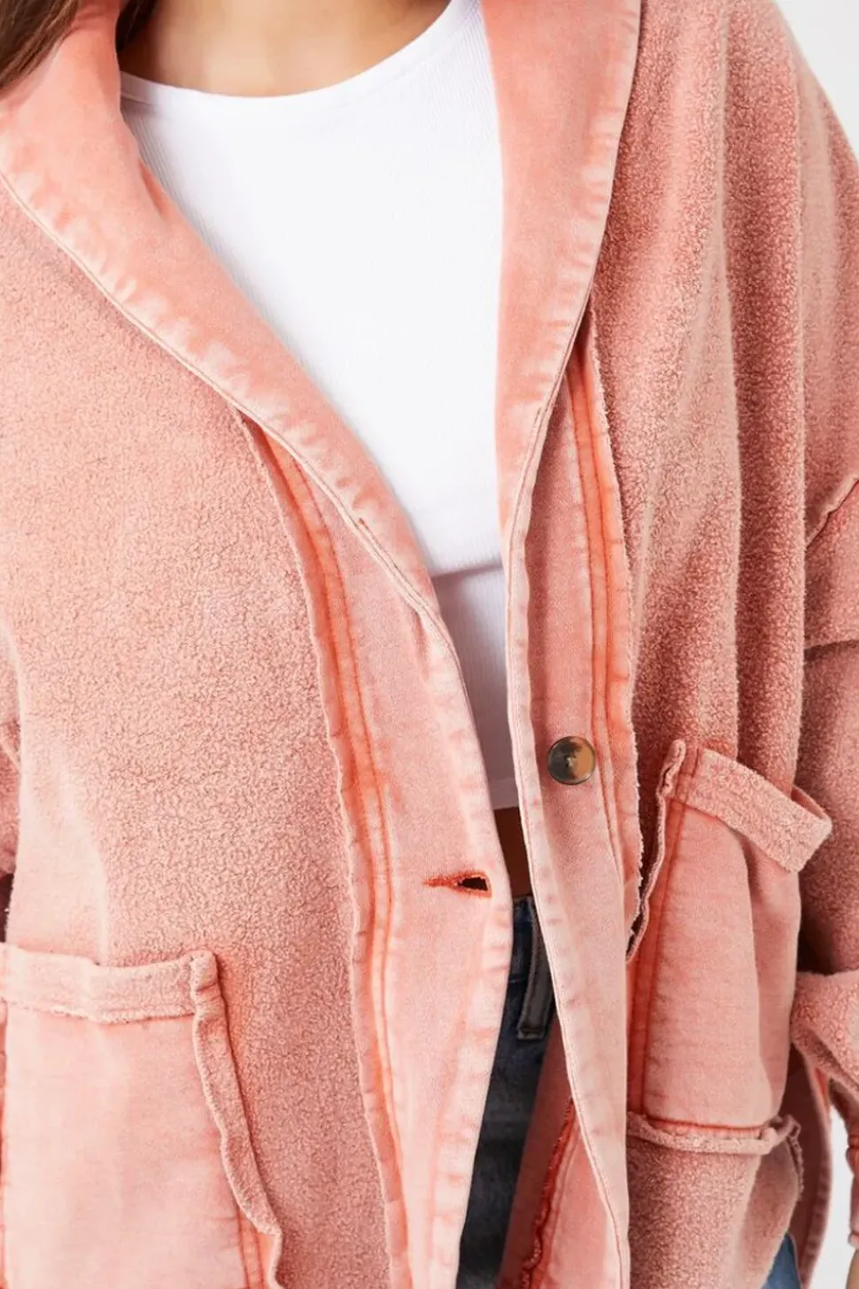 French Terry Reverse High-Low Jacket