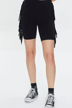 Fringe High-Rise Biker Shorts