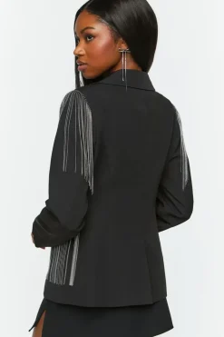 Fringe Single-Breasted Blazer