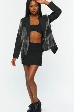 Fringe Single-Breasted Blazer