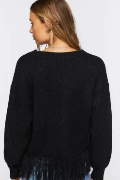 Fringe-Trim Knit Sweater