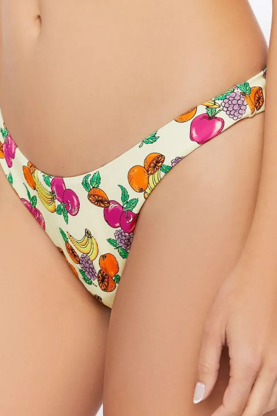 Fruit Print High-Leg Bikini Bottoms