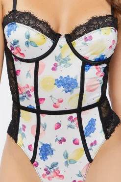 Fruit Print Lace Lingerie Bodysuit