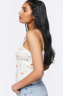 Fruit Print Lace-Trim Cami