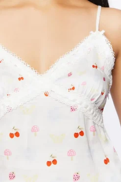 Fruit Print Lace-Trim Cami