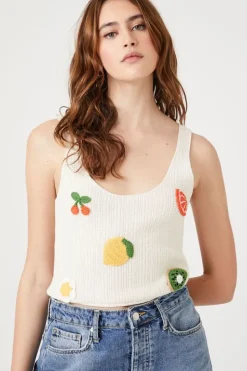 Fruit Sweater-Knit Crochet Tank Top