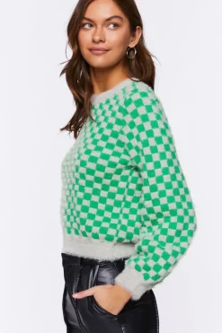 Fuzzy Checkered Sweater