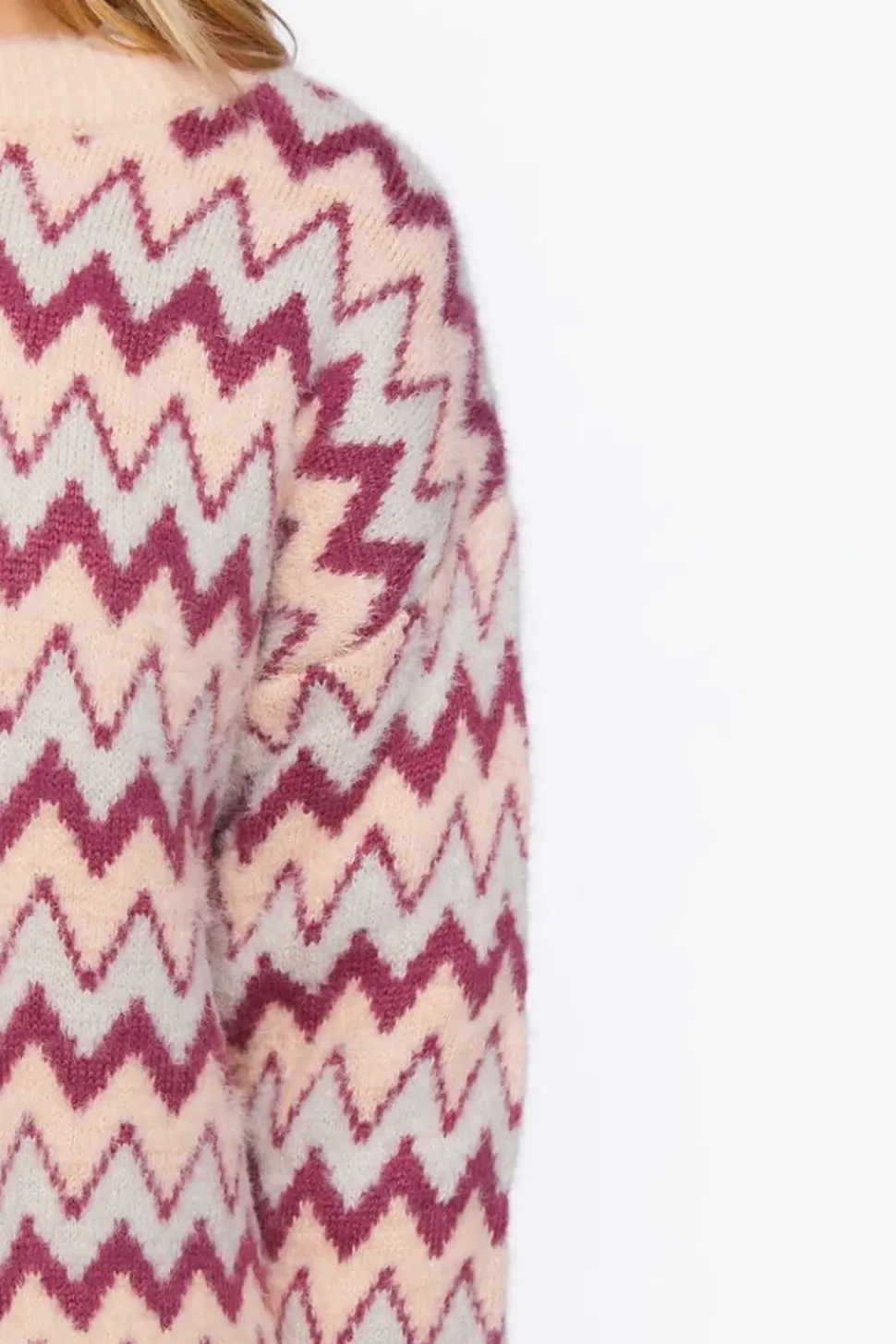 Fuzzy Chevron Print Sweater