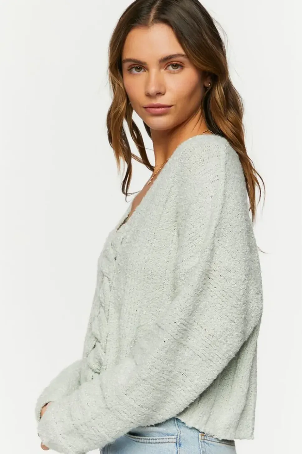 Fuzzy Dolman-Sleeve Sweater