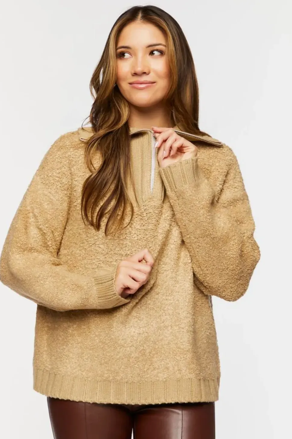 Fuzzy Half Zip-Up Sweater