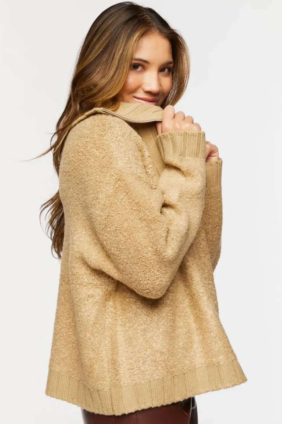 Fuzzy Half Zip-Up Sweater
