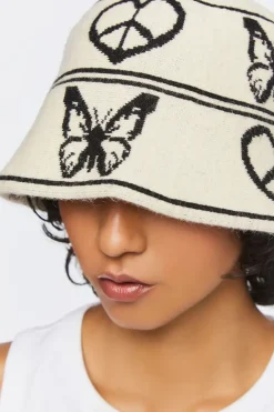 Fuzzy Knit Butterfly Bucket Hat