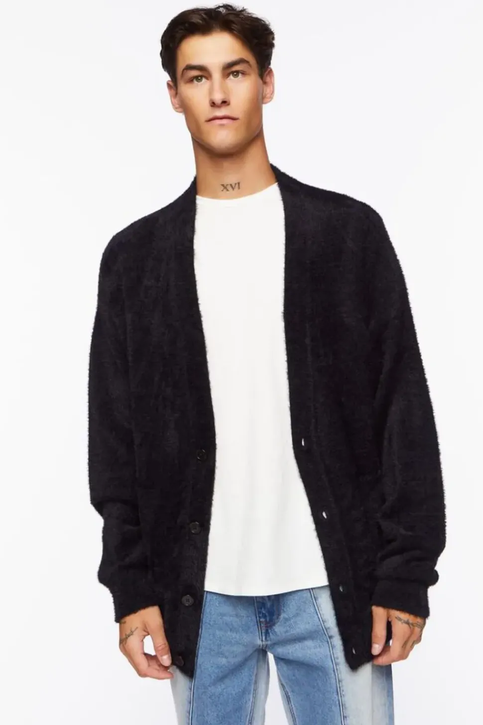 Fuzzy Knit Cardigan Sweater