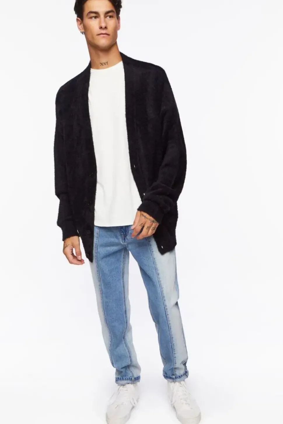 Fuzzy Knit Cardigan Sweater