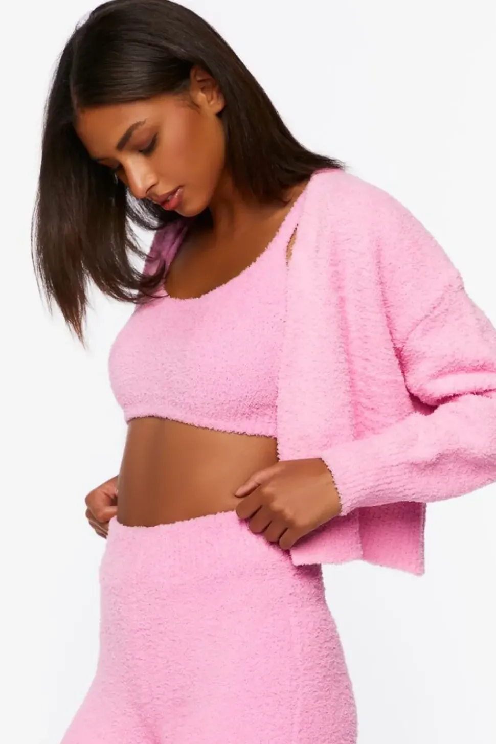 Fuzzy Knit Cardigan Sweater