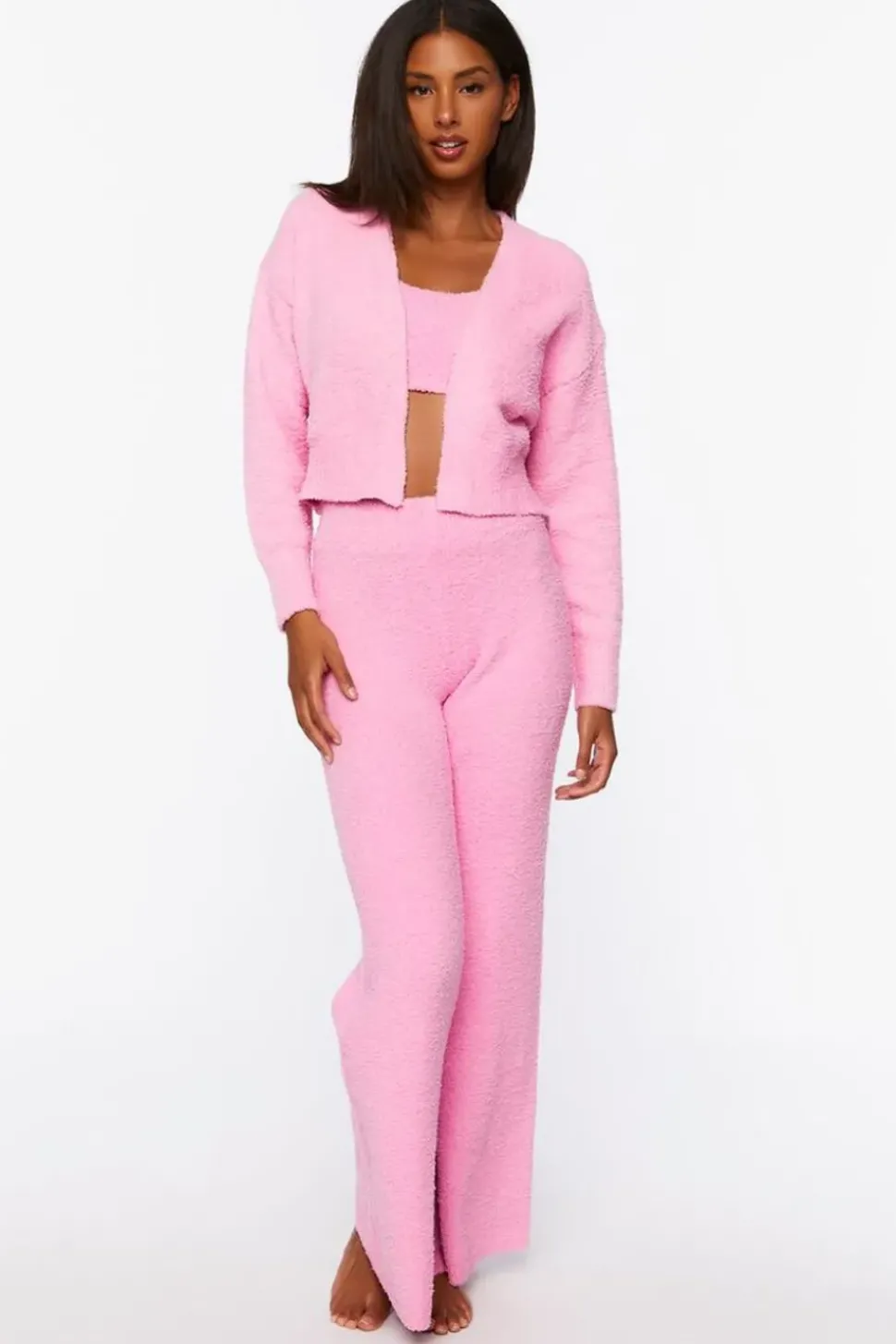 Fuzzy Knit Cardigan Sweater