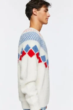 Fuzzy Knit Geo Pattern Sweater