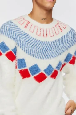 Fuzzy Knit Geo Pattern Sweater