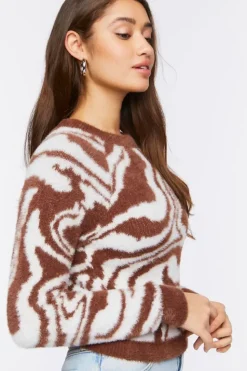 Fuzzy Knit Marble Print Sweater