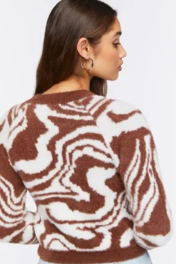 Fuzzy Knit Marble Print Sweater