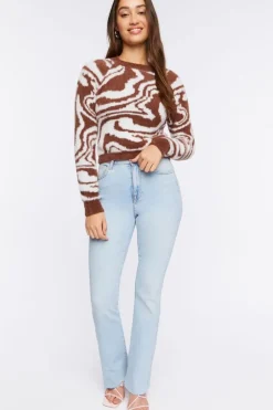 Fuzzy Knit Marble Print Sweater