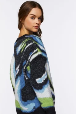 Fuzzy Marble Print Sweater