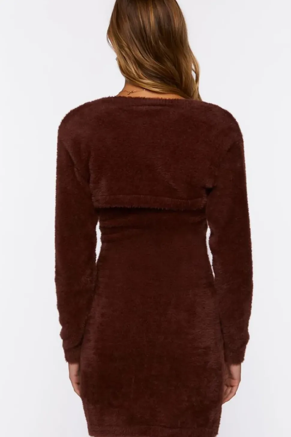 Fuzzy Mini Dress & Shrug Sweater Set