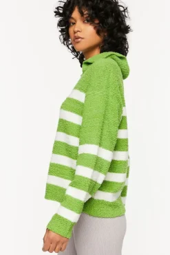 Fuzzy Striped Collared Sweater