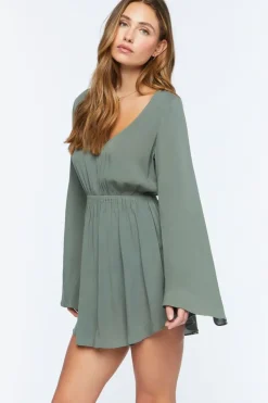 Gauze Bell-Sleeve Mini Dress